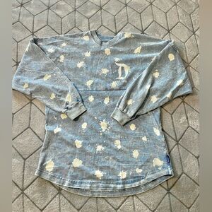 Disney Women’s Blue and White Tie-Dye Oversized Shirt Size XS